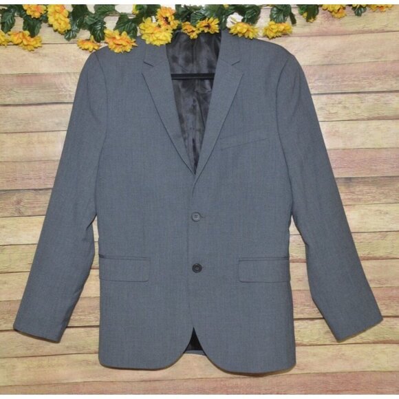 H&M Men's Gray Slim Fit Double Button Blazer Jacket Size 36R Formal Career - Picture 1 of 12